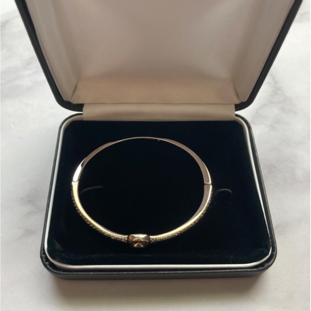 NIB COACH Signature Logo Pave Hinged Bangle Bracelet One Size - Picture 2 of 4